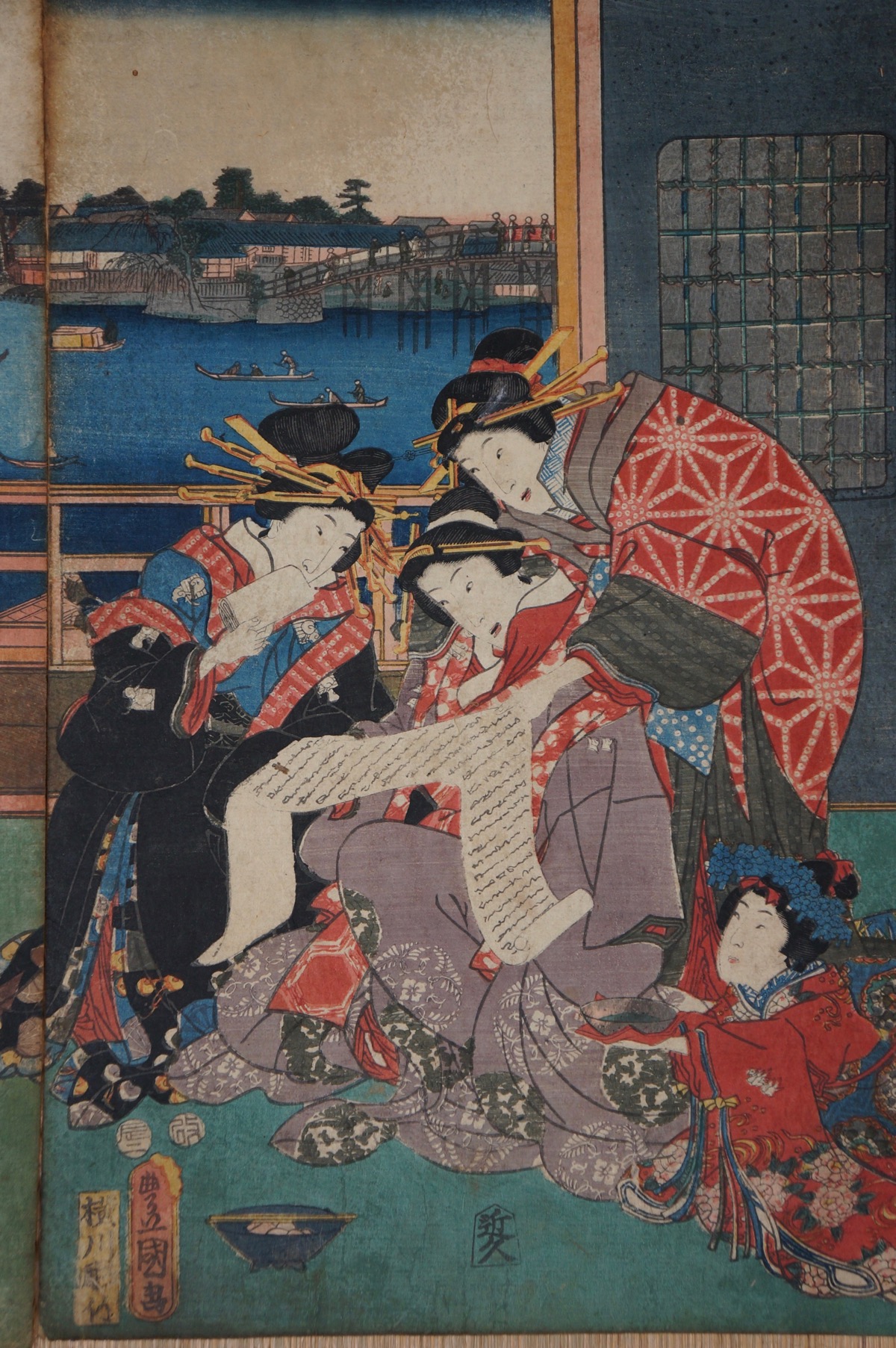 Antique Japanese wood block print 1850s Mokuhan Japan craft eBay