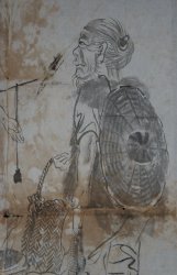 Antique ink peasant market 1800
