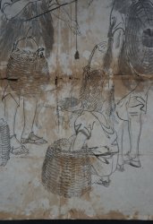 Antique ink peasant market 1800