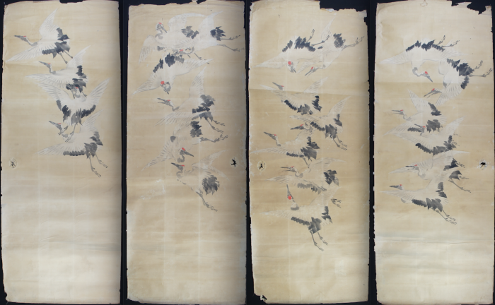 Tsuru birds Fusuma 1900