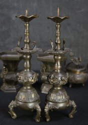 Buddhist altar 1900 bronze set