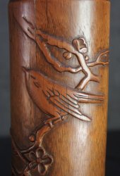 Bamboo carving 1900 Suzume