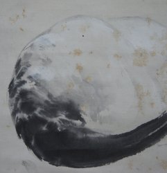 The sleepy Neko 1900 Sumi-e