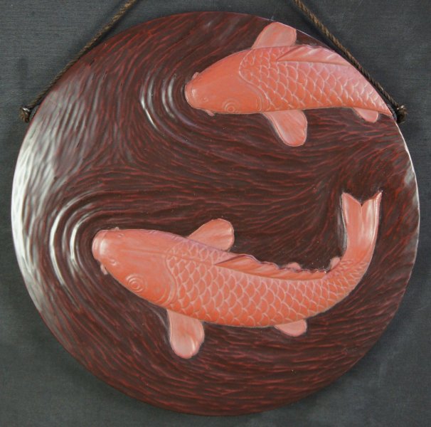 Koi carps wood carving 1970
