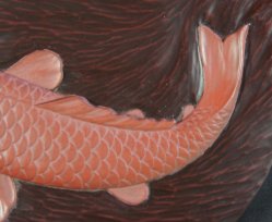 Koi carps wood carving 1970