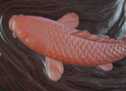 Koi carps wood carving 1970