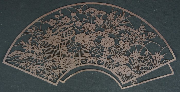 Katagami floral fan 1950