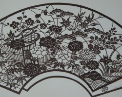 Katagami floral fan 1950