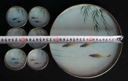 Glass tray and coasters 1970