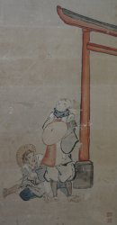 Rural folk folding screen 1800