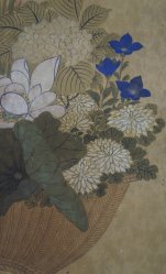 Antique Edo floral scroll 1800