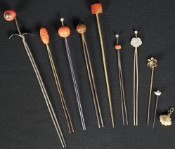 Antique hair pins coral 1850