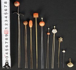 Antique hair pins coral 1850