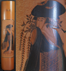 Bamboo carving Bijin-ga 1970