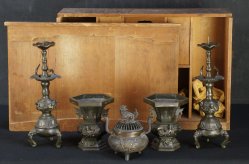 Buddhist altar 1900 bronze set