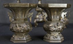 Buddhist altar 1900 bronze set