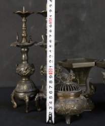 Buddhist altar 1900 bronze set