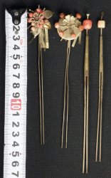 Coral Kanzashi pins 1900