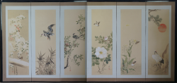 Floral and birds Byobu 1900