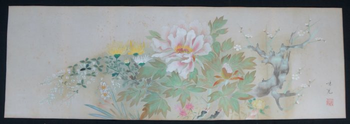 Floral silk painting 1900s