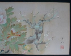 Floral silk painting 1900s