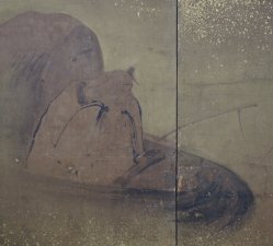 Gold Byobu fisherman 1800s