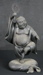 Hotei Buddhist deity sculpture 1950s