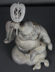 Hotei Buddhist deity sculpture 1950s