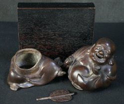 Japan bronze Koro Hotei 1900