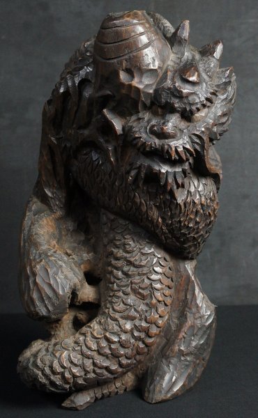 Japan dragon Tatsu carving 1900