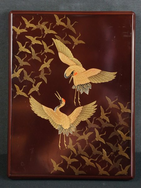 Japan lacquer Tsuru birds 1900s