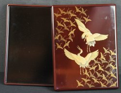 Japan lacquer Tsuru birds 1900s