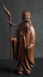 Jurojin fine wood carving 1900