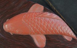 Koi carps wood carving 1970