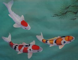 Koi silk painting 1970s