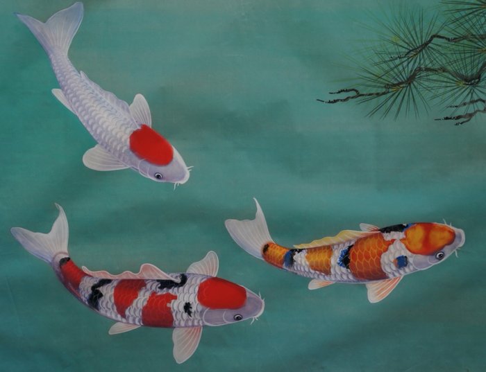 Koi silk painting 1970s