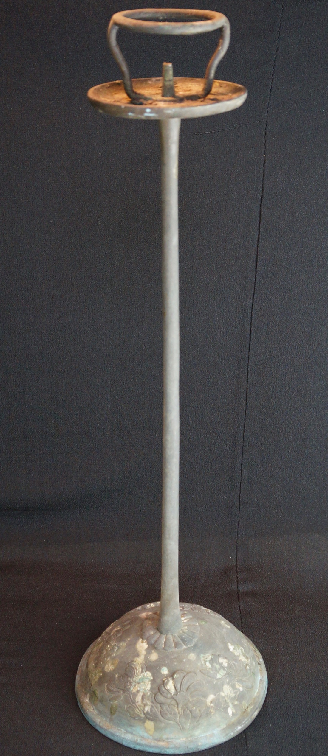 ANTIQUE ROSOKUTATE EDO era Japanese candle stand bronze 1800s Japan