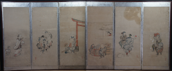 Rural folk folding screen 1800