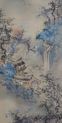 Sansui watercolor landscape 1900