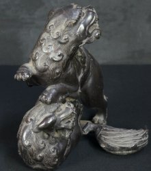 Shishi lion pewter sculpture 1900