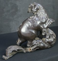 Shishi lion pewter sculpture 1900