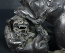 Shishi lion pewter sculpture 1900