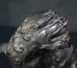 Shishi lion pewter sculpture 1900