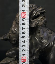 Shishi lion pewter sculpture 1900
