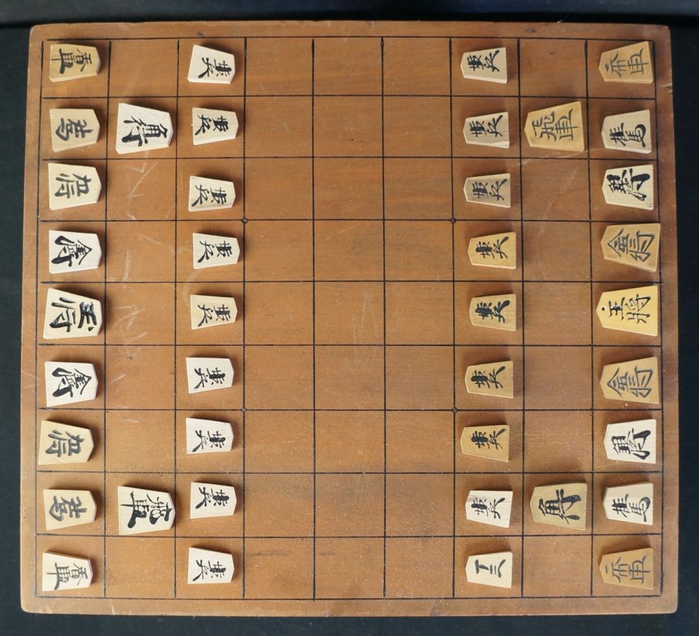 Japan Chess Shogi Wood Peaces 1900s Traditional Japanese Game 