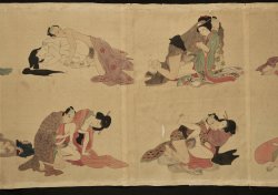 Shunga hand painting silk 1880