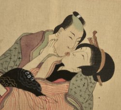 Shunga hand painting silk 1880