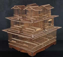 Torikago bird bamboo cage 1950