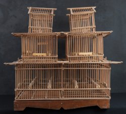 Torikago bird bamboo cage 1950