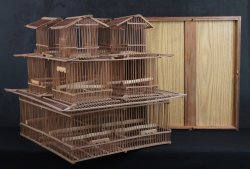 Torikago bird bamboo cage 1950